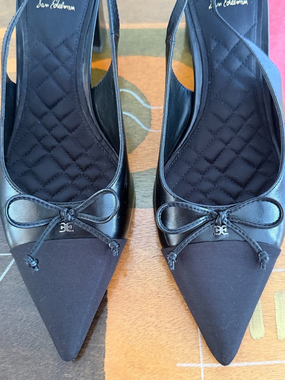 Sam Edelman Black Willette Slingback Pointed Cap Toe Pumps. Women's Size: 8.5. - Picture 7 of 12
